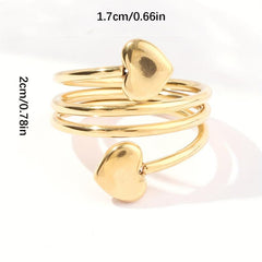 Double Love Stainless Steel Ring Combo