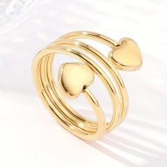 Double Love Stainless Steel Ring Combo