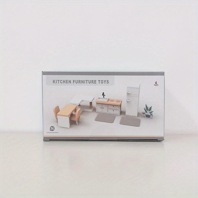 Wooden Toy Kitchen Bedroom & Playhouse Set for Kids