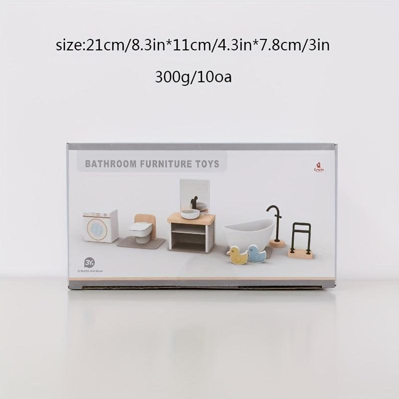 Wooden Toy Kitchen Bedroom & Playhouse Set for Kids