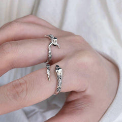 Vintage Punk Hip Hop Snake Ring Adjustable Silvery Index Finger Women's Jewelry