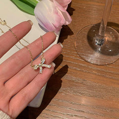 Bow Necklace Female Light Niche Neck Chain Style Temperament Sense Clavicle Chai