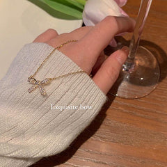 Bow Necklace Female Light Niche Neck Chain Style Temperament Sense Clavicle Chai