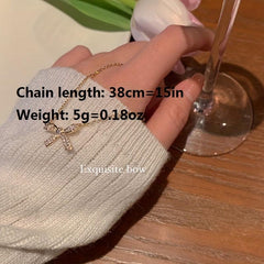 Bow Necklace Female Light Niche Neck Chain Style Temperament Sense Clavicle Chai