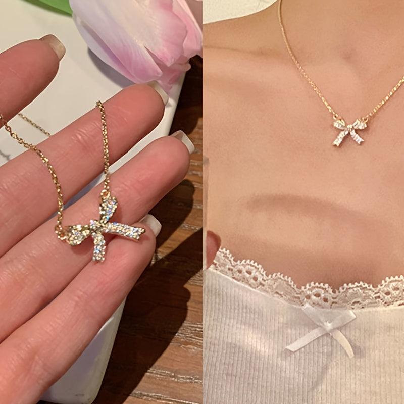 Bow Necklace Female Light Niche Neck Chain Style Temperament Sense Clavicle Chai