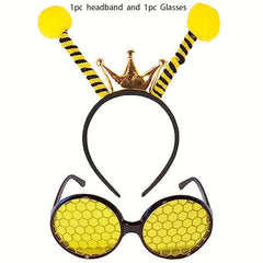 Bee Headband And Glasses Set With Antenna Headband And Sun Glasses