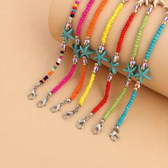 Bohemian Rice Beads Starfish Shell Pendant Necklace Female Ocean Style