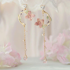 Celebrity Style Tassel Earrings Round Face Flower Design