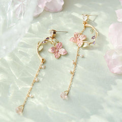 Celebrity Style Tassel Earrings Round Face Flower Design