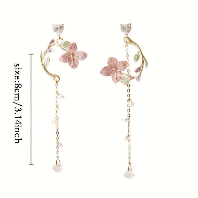 Celebrity Style Tassel Earrings Round Face Flower Design