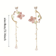 Celebrity Style Tassel Earrings Round Face Flower Design