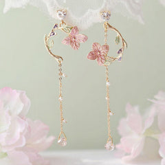 Celebrity Style Tassel Earrings Round Face Flower Design