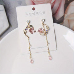 Celebrity Style Tassel Earrings Round Face Flower Design