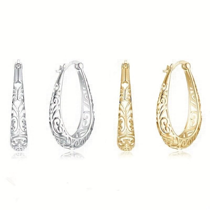 Hallow Oval Dangle Earrings Silvery Earrings Wedding Party Engagement