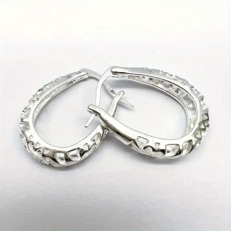Hallow Oval Dangle Earrings Silvery Earrings Wedding Party Engagement