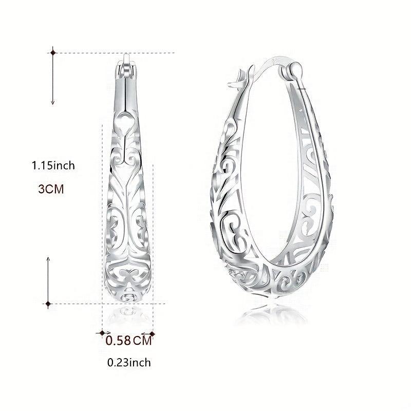 Hallow Oval Dangle Earrings Silvery Earrings Wedding Party Engagement