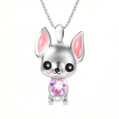 Pink Chihuahua Heart Pendant Necklace - Stylish Gift