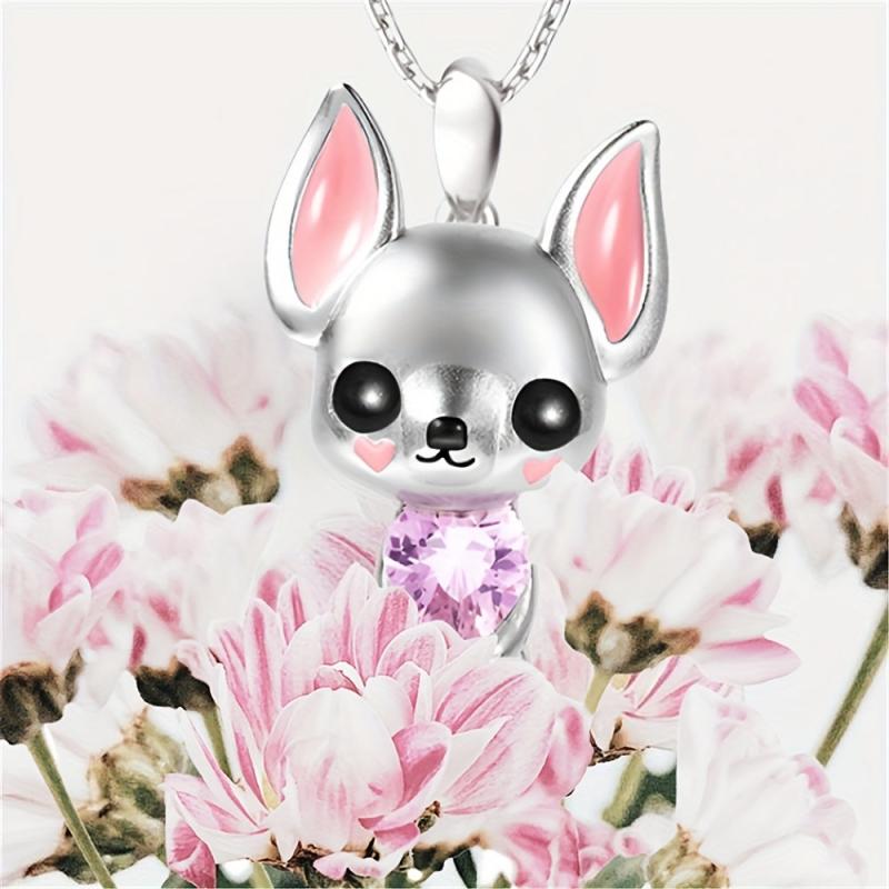 Pink Chihuahua Heart Pendant Necklace - Stylish Gift
