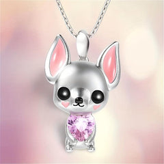 Pink Chihuahua Heart Pendant Necklace - Stylish Gift