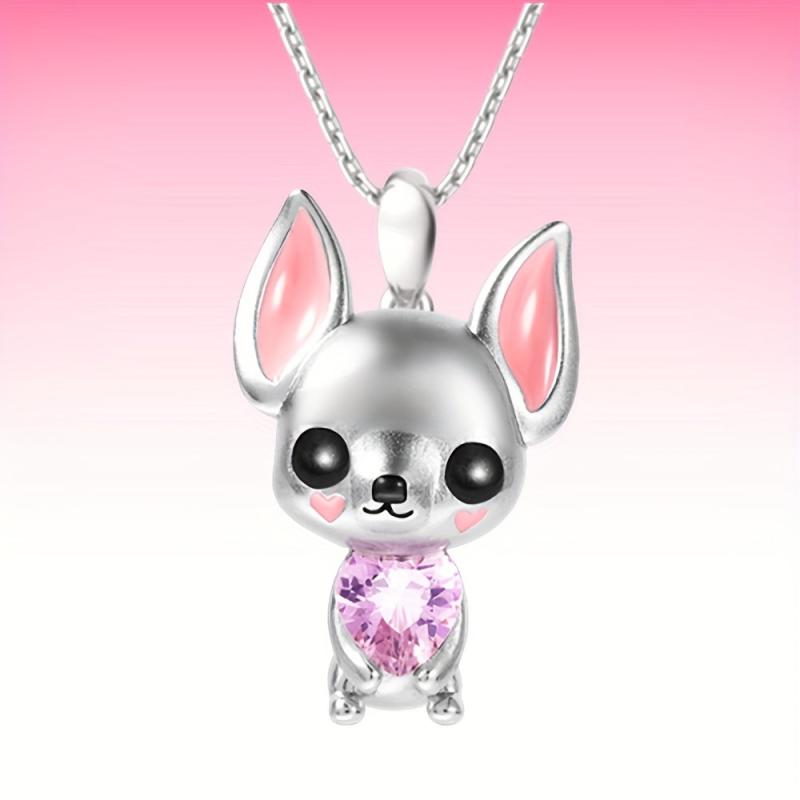 Pink Chihuahua Heart Pendant Necklace - Stylish Gift
