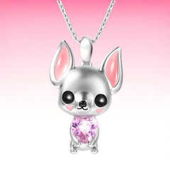 Pink Chihuahua Heart Pendant Necklace - Stylish Gift