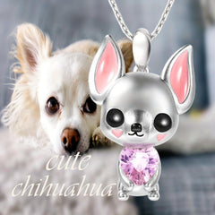 Pink Chihuahua Heart Pendant Necklace - Stylish Gift