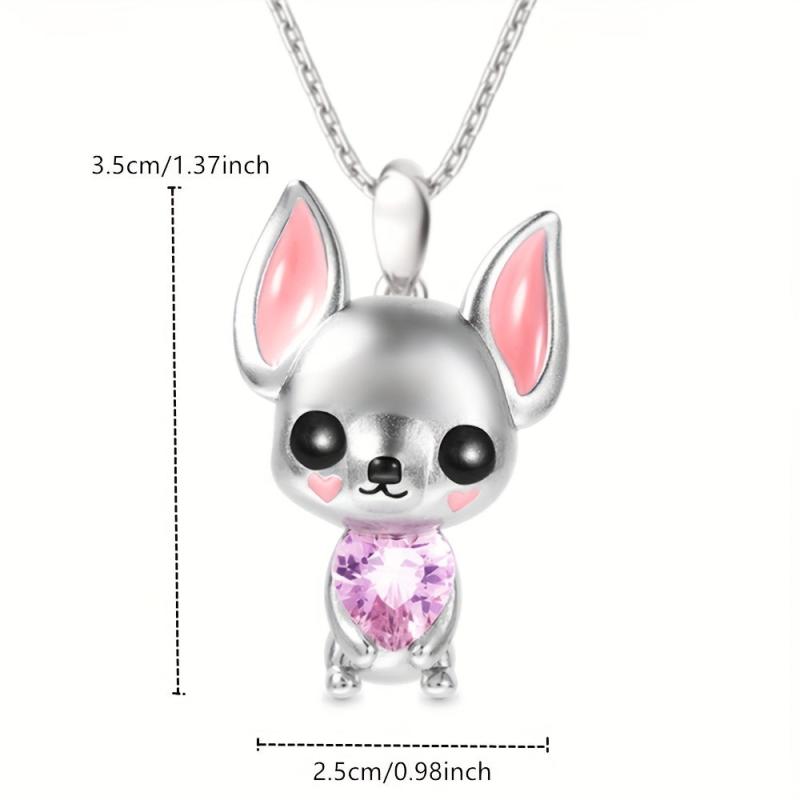 Pink Chihuahua Heart Pendant Necklace - Stylish Gift