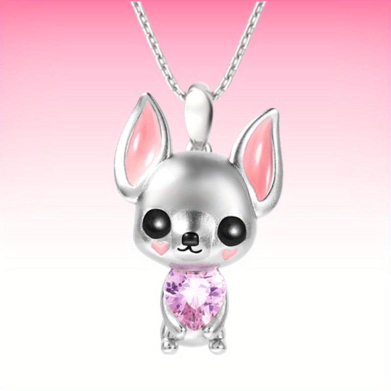 Pink Chihuahua Heart Pendant Necklace - Stylish Gift