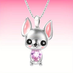 Pink Chihuahua Heart Pendant Necklace - Stylish Gift