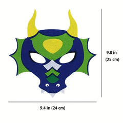 6 Pack Felt Dragon Masks For Kids - Masquerade & Dino Birthday Party