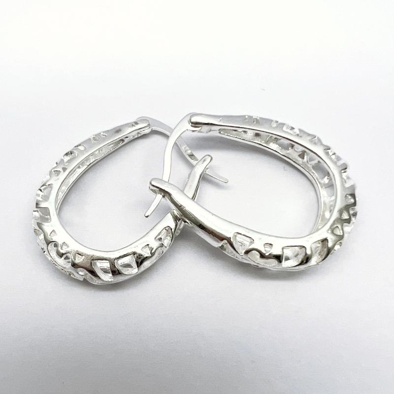 Heart Shaped Silver Hoop Earrings for Women