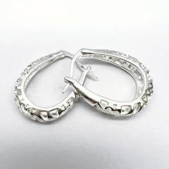 Heart Shaped Silver Hoop Earrings for Women