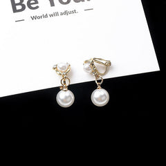 Temperament Lady Pearl Earrings, No Piercing Ear Clips, Cheongsam Wedding