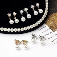 Temperament Lady Pearl Earrings, No Piercing Ear Clips, Cheongsam Wedding