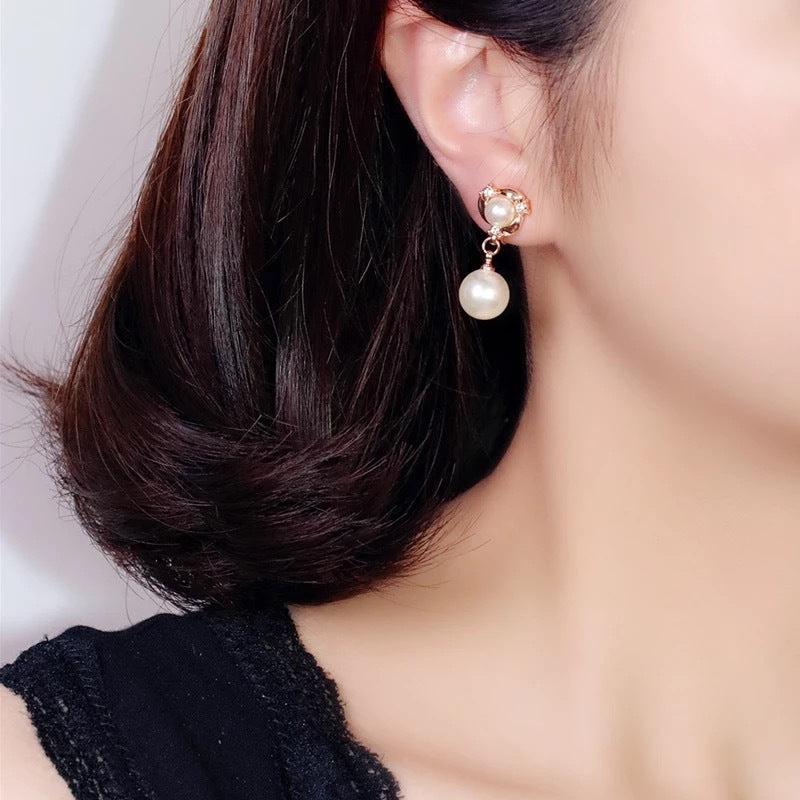 Temperament Lady Pearl Earrings, No Piercing Ear Clips, Cheongsam Wedding