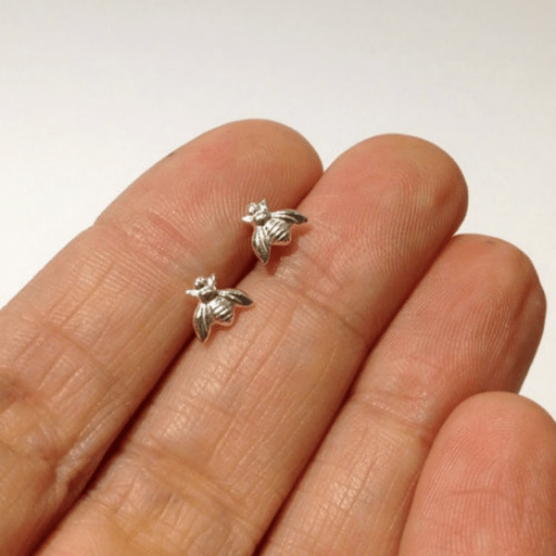 Silvery Plated Bee Little Bee Earrings Gift For Girls