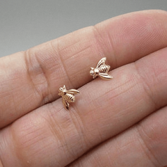 Silvery Plated Bee Little Bee Earrings Gift For Girls