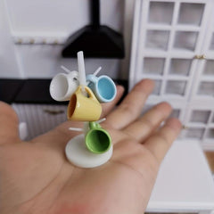 Mini Cup Set Water Cup Rack Dollhouse Accessories