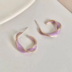 Red Twisted Stud Earrings Dazzling Oval for a Chic Look