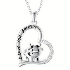 Heart Cow Pendant Necklace Animal Necklace For Women