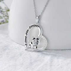 Heart Cow Pendant Necklace Animal Necklace For Women