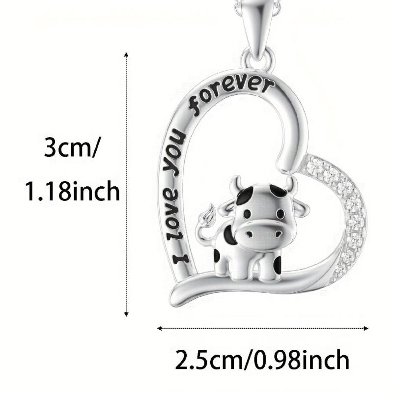 Heart Cow Pendant Necklace Animal Necklace For Women
