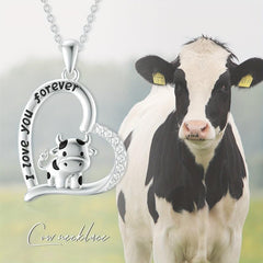 Heart Cow Pendant Necklace Animal Necklace For Women