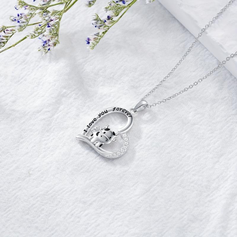 Heart Cow Pendant Necklace Animal Necklace For Women