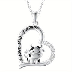 Heart Cow Pendant Necklace Animal Necklace For Women