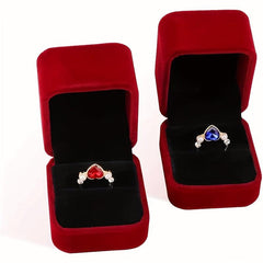 Wine Red Velvet Couple Ring Box Earring Jewelry Case Gift Boxes