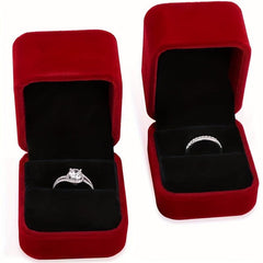 Wine Red Velvet Couple Ring Box Earring Jewelry Case Gift Boxes
