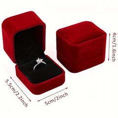 Wine Red Velvet Couple Ring Box Earring Jewelry Case Gift Boxes