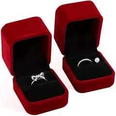 Wine Red Velvet Couple Ring Box Earring Jewelry Case Gift Boxes