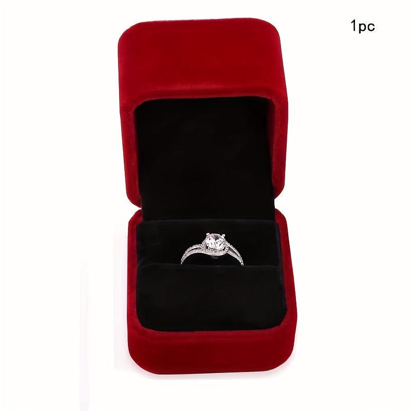 Wine Red Velvet Couple Ring Box Earring Jewelry Case Gift Boxes